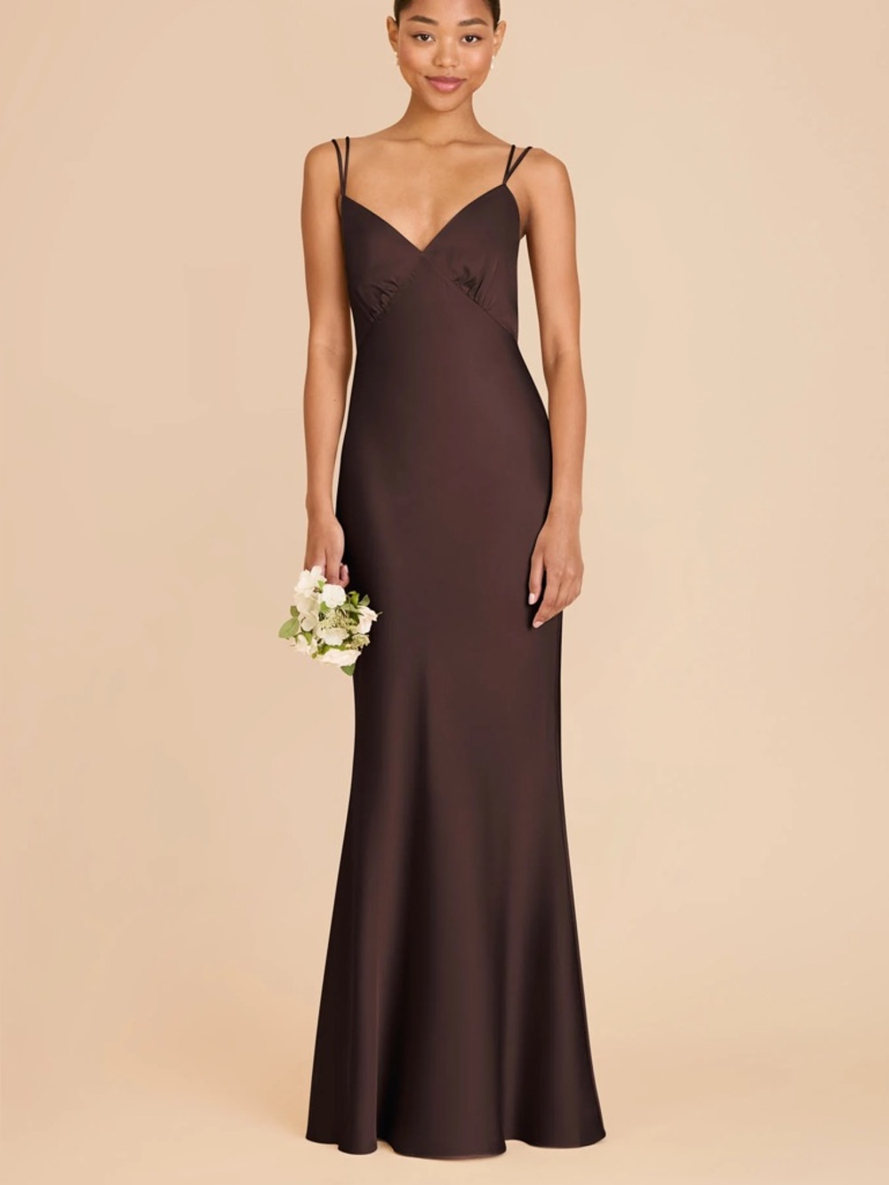 BIRDY GREY matte satin espresso Dasha bridesmaid dress